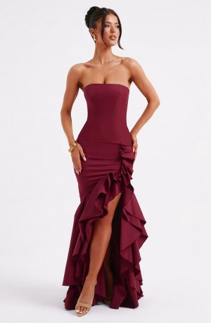 Babyboo Angelina Maxi Dress Burgundy USA | 278-SZBFEP