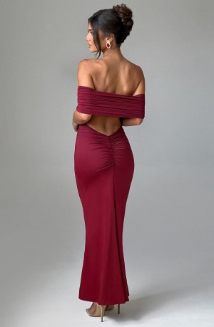 Babyboo Belinda Maxi Dress Burgundy USA | 568-ETNDWJ