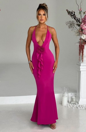 Babyboo Constantina Maxi Dress Hot Pink USA | 609-VJXHGY