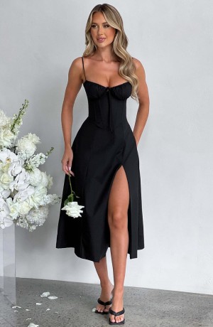 Babyboo Deanna Midi Dress Black USA | 214-MTLXOK