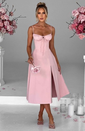 Babyboo Deanna Midi Dress Blush USA | 379-XMVCUD