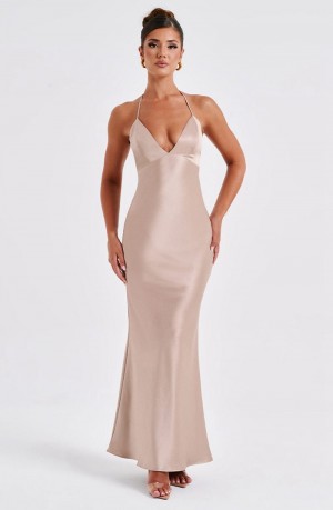 Babyboo Delphine Maxi Dress Champagne USA | 345-UKBCQI