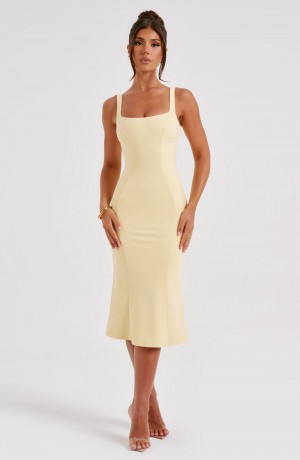 Babyboo Elaine Midi Dress Lemon USA | 163-DACROU