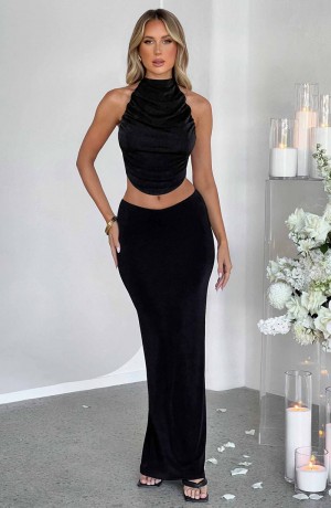 Babyboo Fifi Maxi Skirt Black USA | 871-BUNEQO