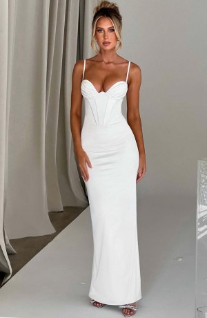 Babyboo Onika Maxi Dress White USA | 714-UTSFYN