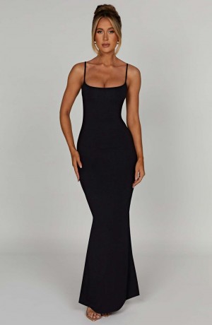 Babyboo Saskia Maxi Dress Black USA | 529-XFUDCJ