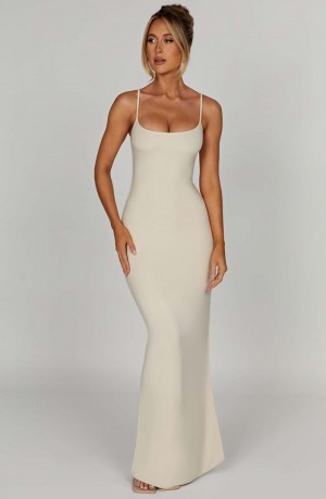 Babyboo Saskia Maxi Dress Cream USA | 378-MILDUF