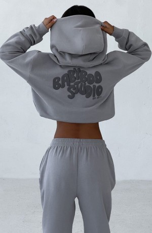 Babyboo Studio Hoodie Grey Charcoal USA | 019-IPWTOU