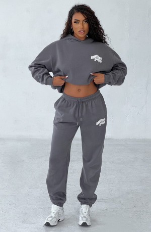 Babyboo Studio Sweatpants Charcoal White USA | 528-HQTMPX