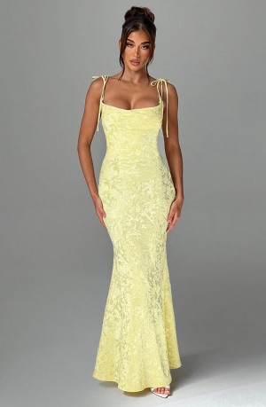 Babyboo Whitney Maxi Dress Lemon USA | 532-NFVWED