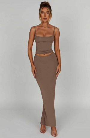 Babyboo Yazmin Maxi Skirt Mocha USA | 378-BMTIXU