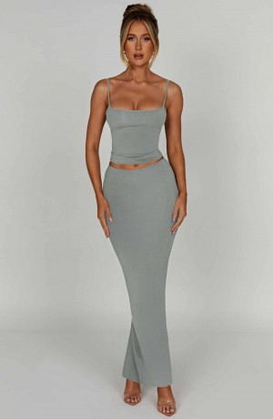 Babyboo Yazmin Maxi Skirt Steel USA | 528-EPLRDU