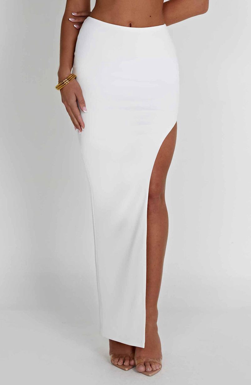 Babyboo Adorn Maxi Skirt White USA | 140-VCAGHM