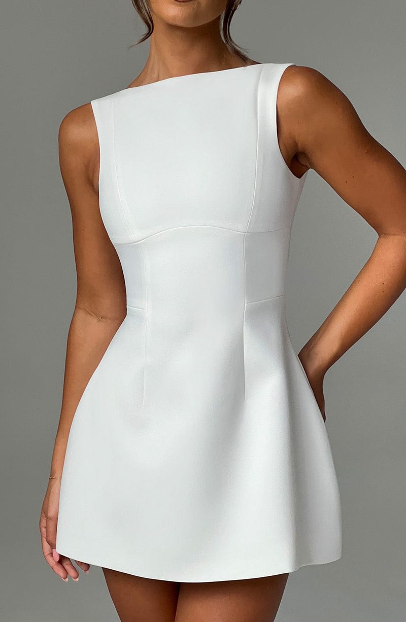 Babyboo Alana Mini Dress White USA | 928-TJOKGW