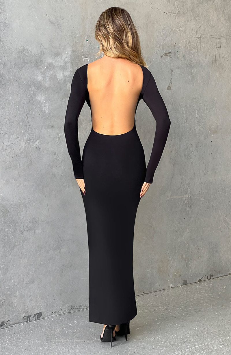 Babyboo Aleena Maxi Dress Jet Black USA | 189-LYXEMC