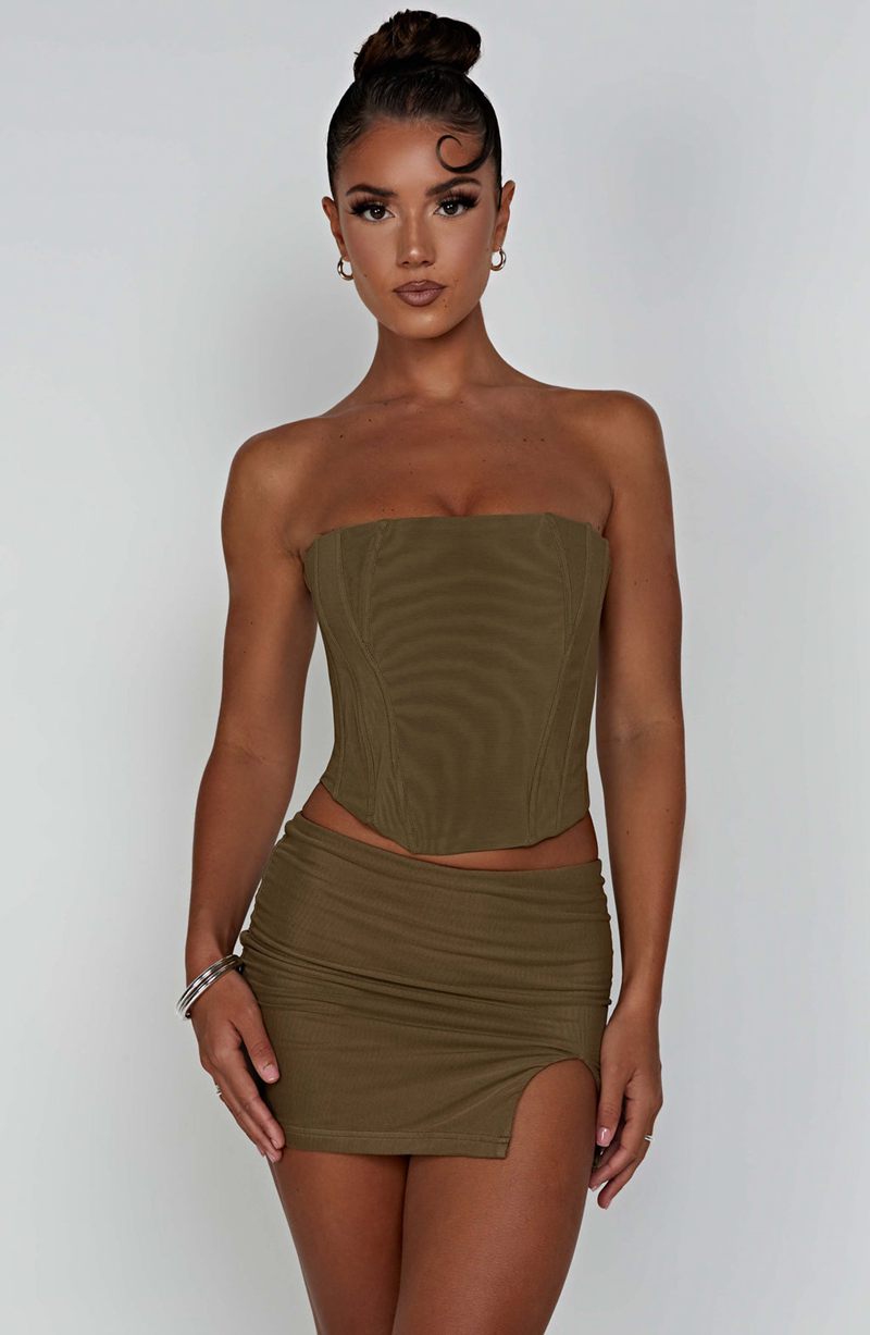 Babyboo Alina Mini Skirt Khaki USA | 760-LPESMR