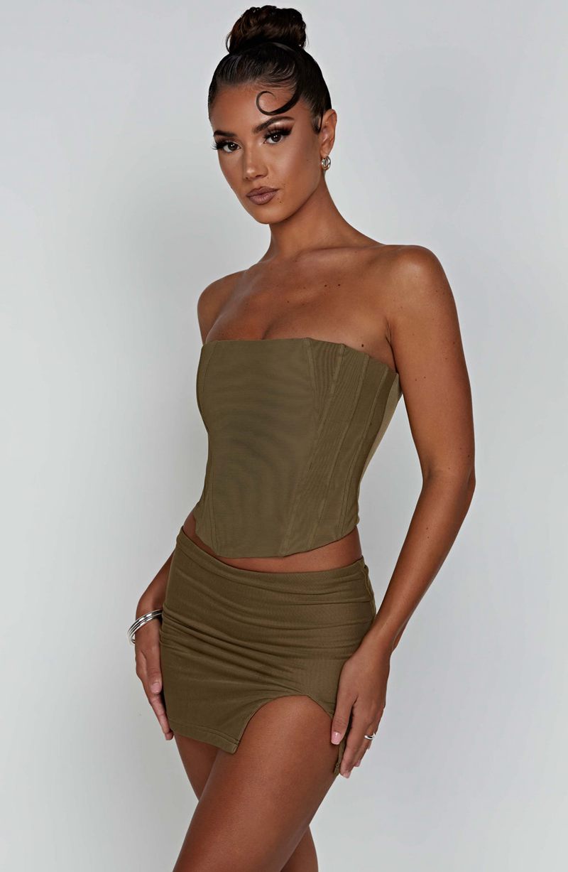 Babyboo Alina Mini Skirt Khaki USA | 760-LPESMR