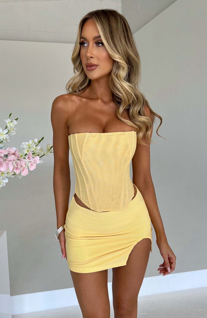 Babyboo Alina Mini Skirt Lemon USA | 610-OIHSJG