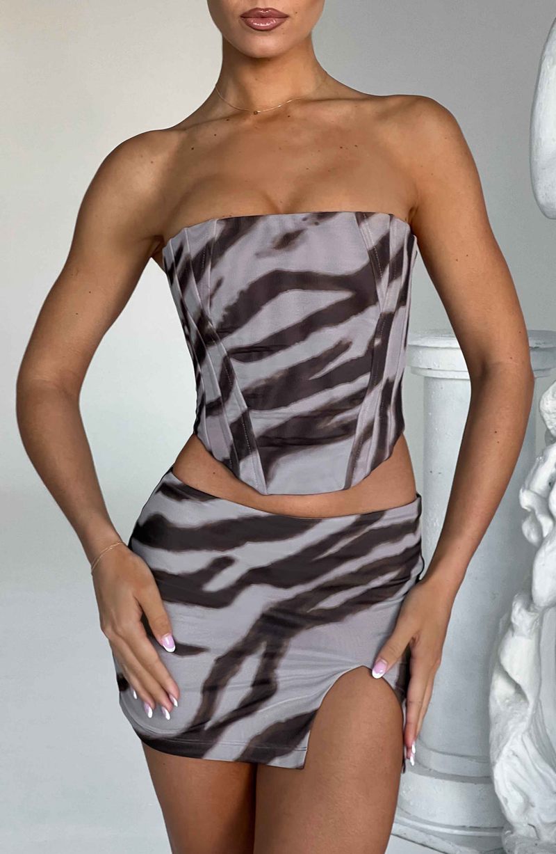 Babyboo Alina Mini Skirt Zebra Print USA | 491-FEAVNU