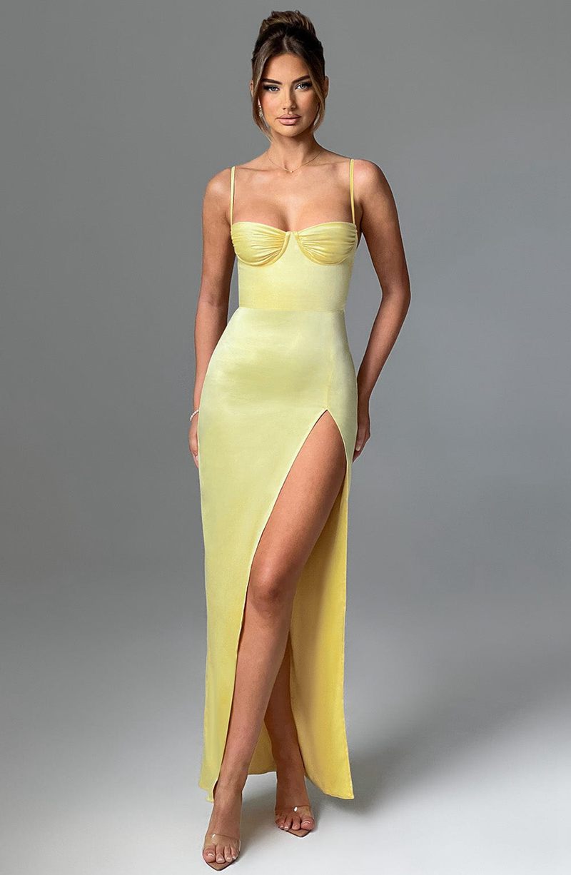 Babyboo Alora Maxi Dress Lemon USA | 960-AFJVEN