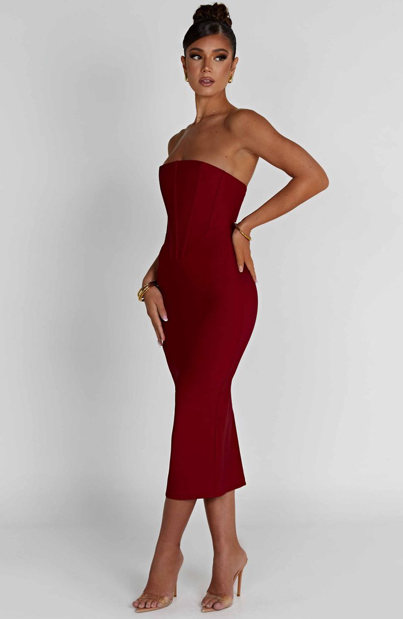 Babyboo Amore Midi Dress Red USA | 681-YUEAWO