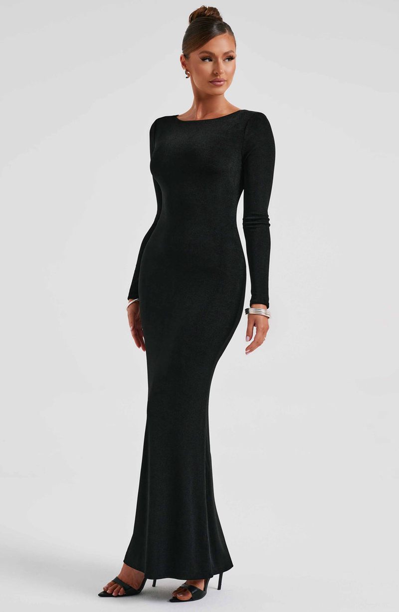 Babyboo Anastassia Maxi Dress Black USA | 203-PHAQTM