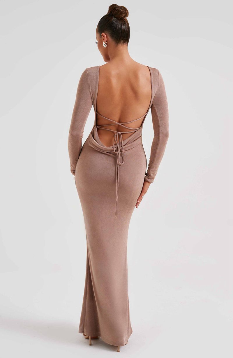 Babyboo Anastassia Maxi Dress Chocolate USA | 240-DTFEPW