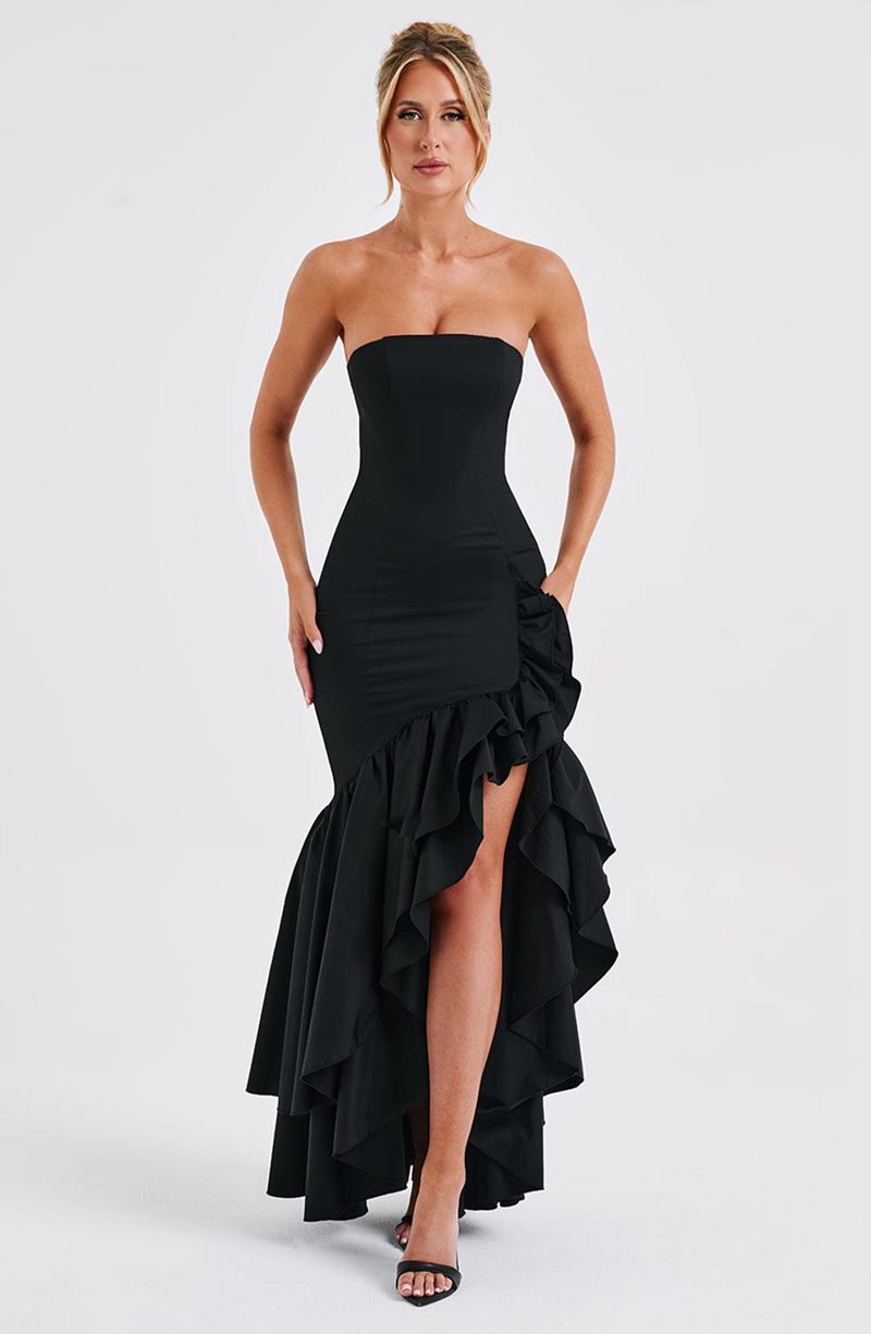 Babyboo Angelina Maxi Dress Black USA | 547-JRUZVB