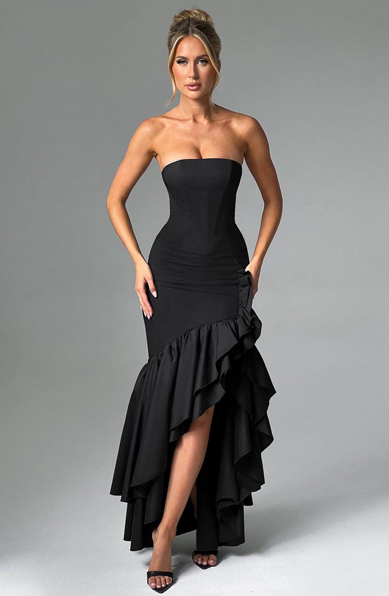 Babyboo Angelina Maxi Dress Black USA | 547-JRUZVB