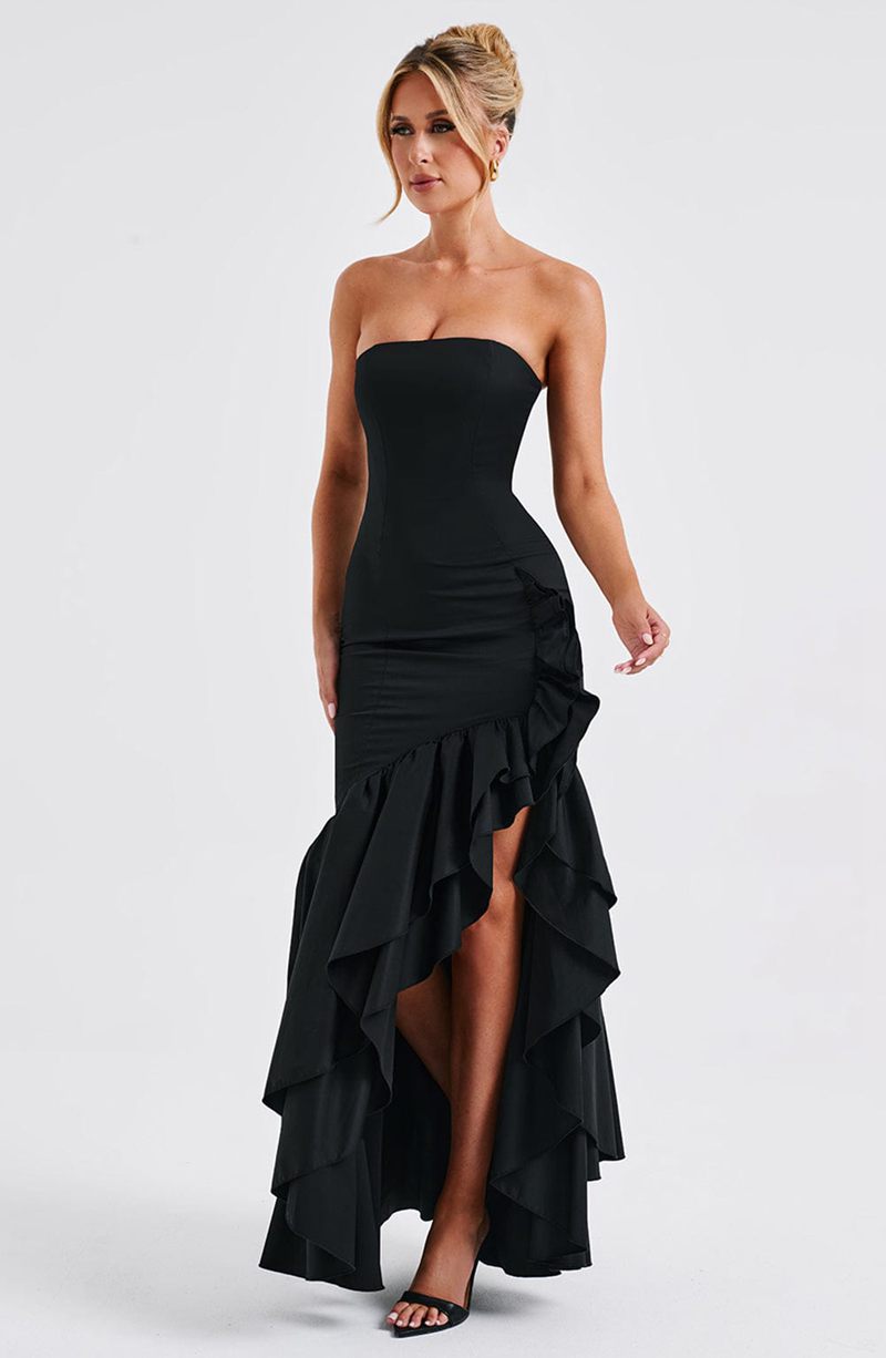 Babyboo Angelina Maxi Dress Black USA | 547-JRUZVB