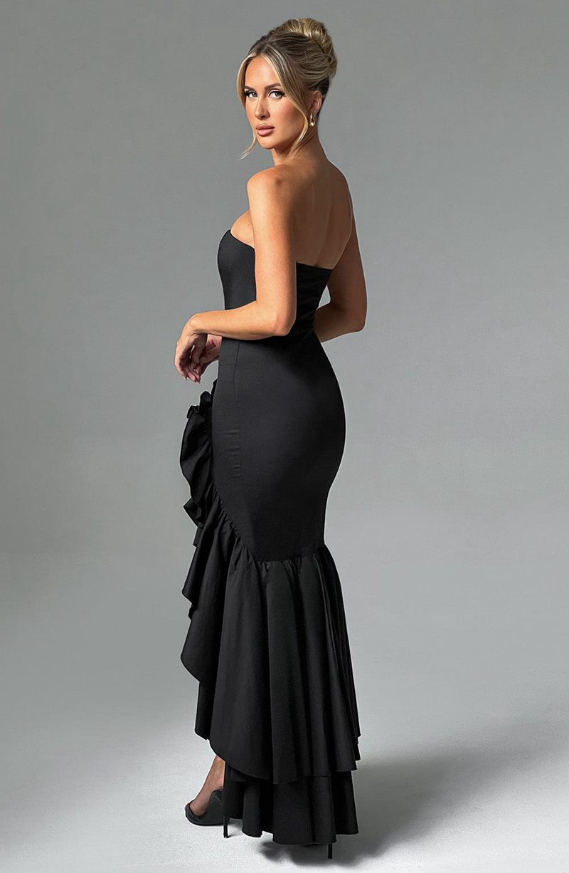 Babyboo Angelina Maxi Dress Black USA | 547-JRUZVB