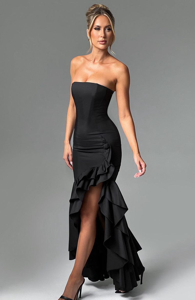 Babyboo Angelina Maxi Dress Black USA | 547-JRUZVB