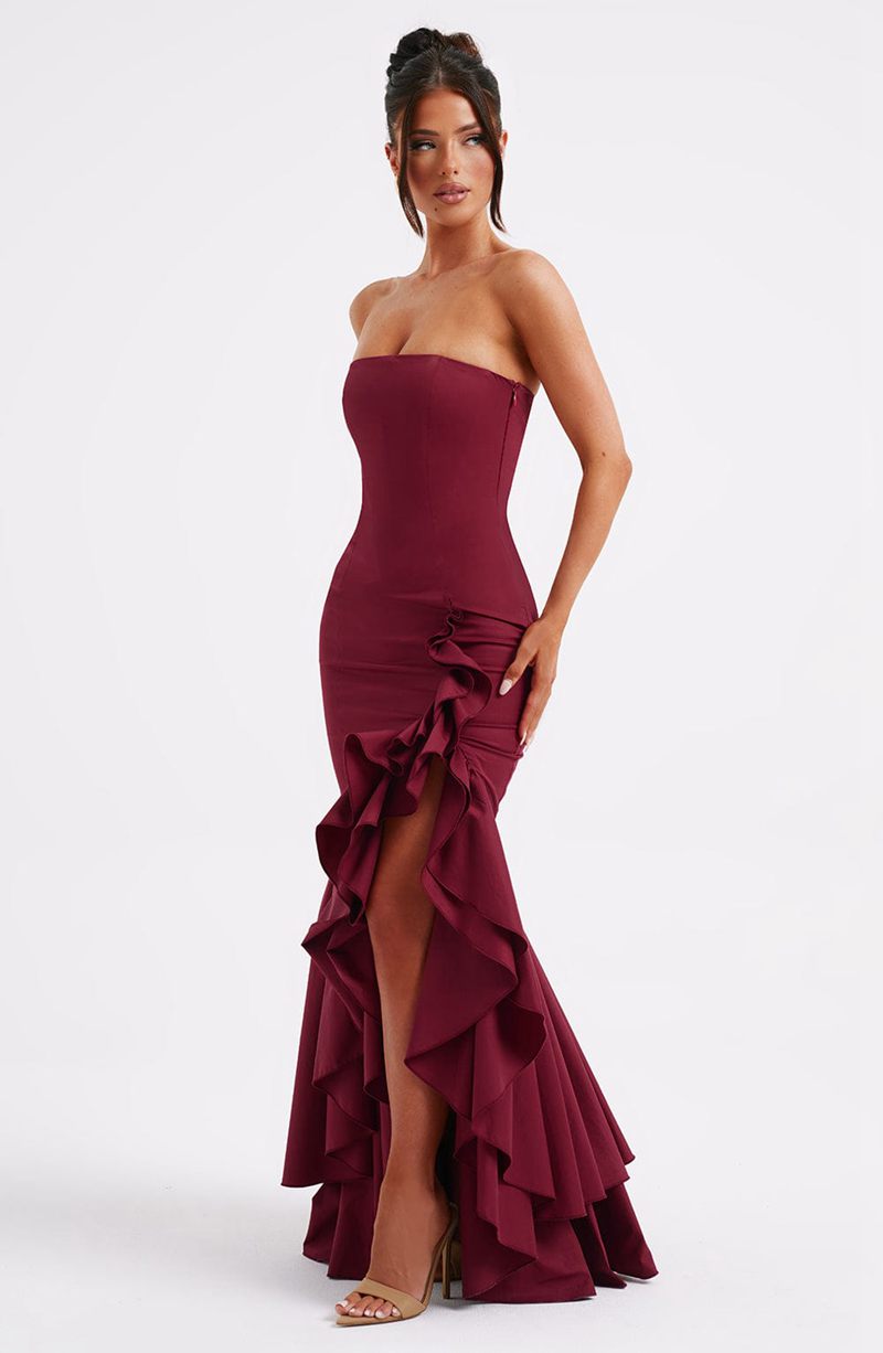 Babyboo Angelina Maxi Dress Burgundy USA | 278-SZBFEP