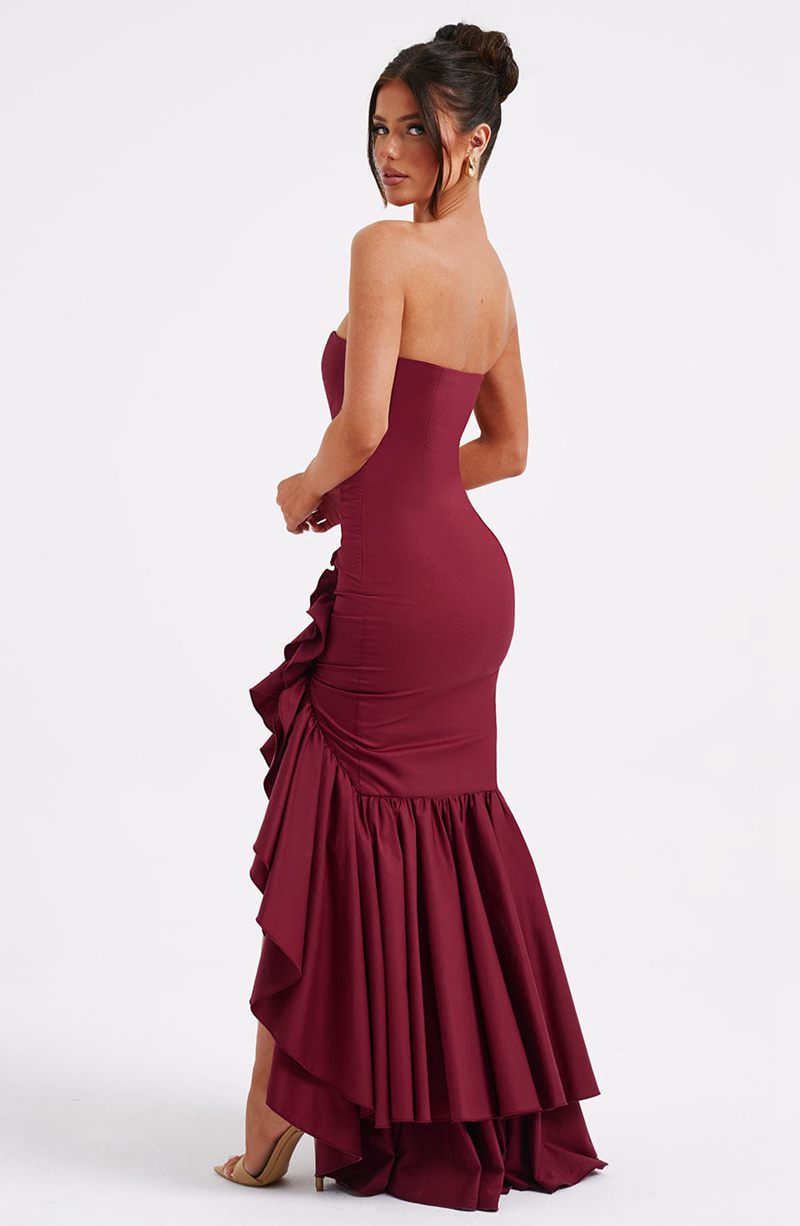 Babyboo Angelina Maxi Dress Burgundy USA | 278-SZBFEP