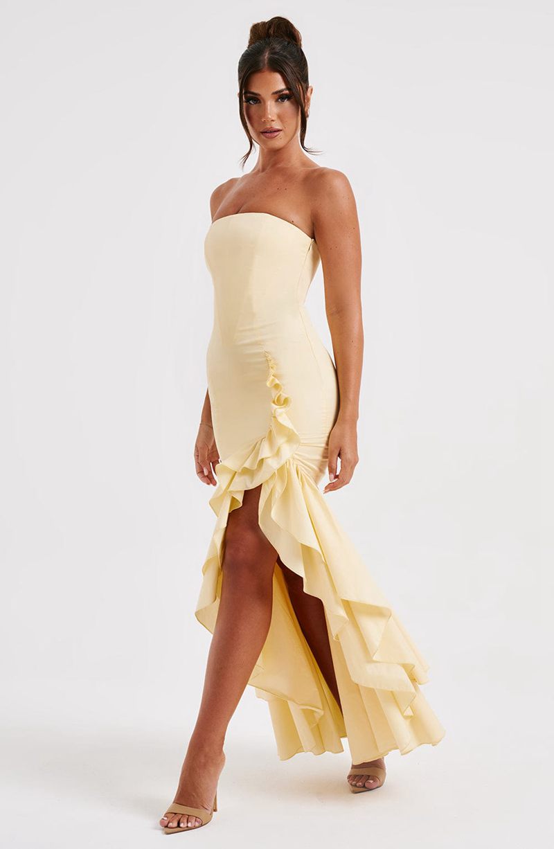 Babyboo Angelina Maxi Dress Lemon USA | 037-USRJMC