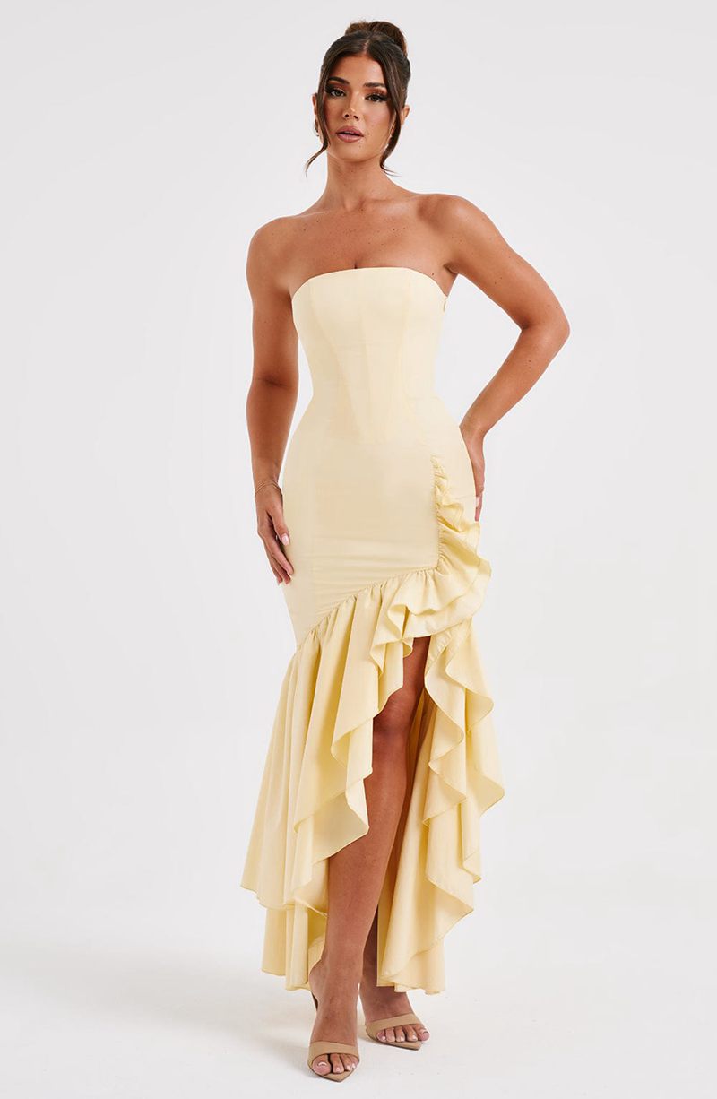 Babyboo Angelina Maxi Dress Lemon USA | 037-USRJMC