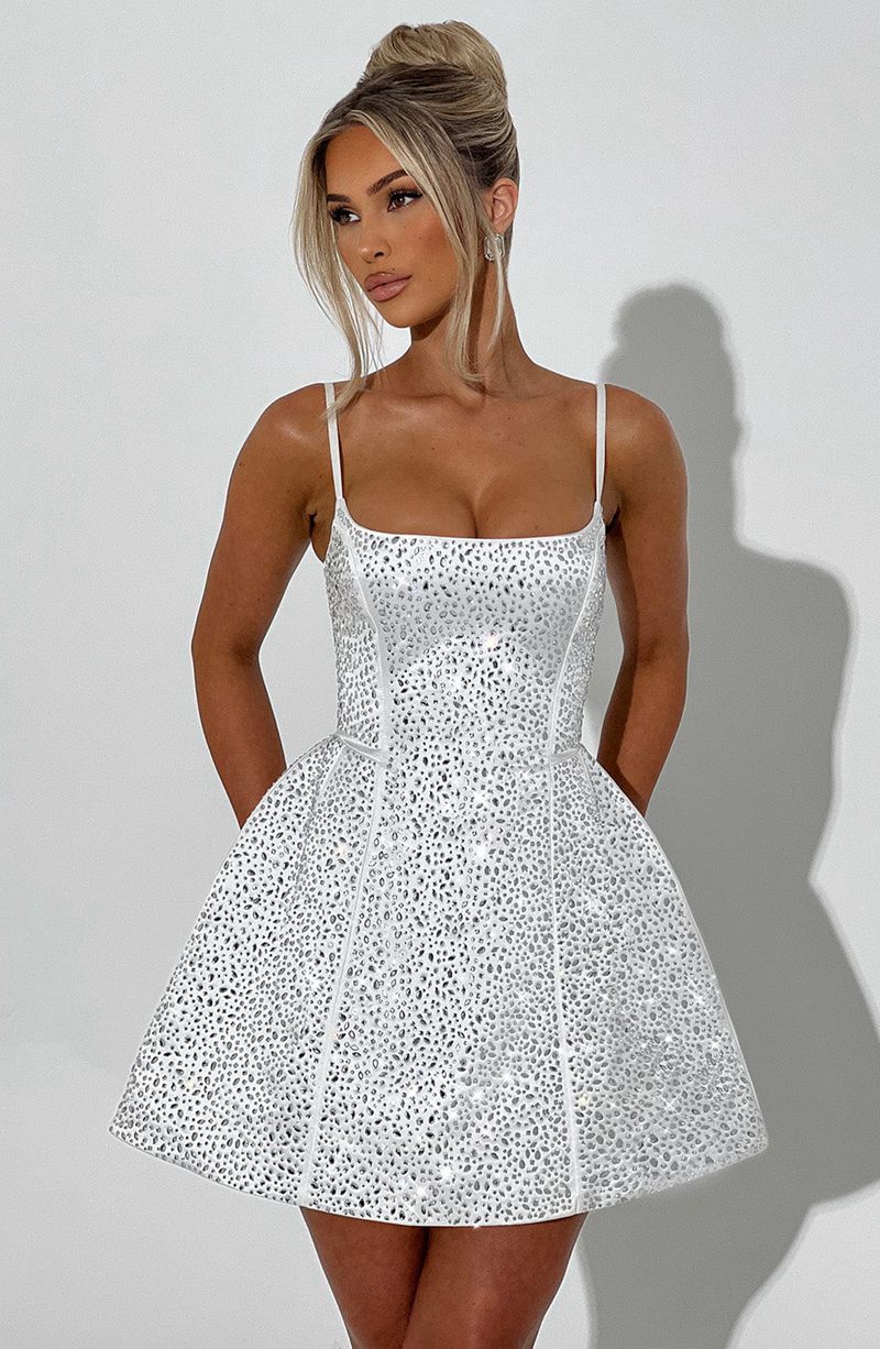 Babyboo Angelique Mini Dress White USA | 295-GXBHIS