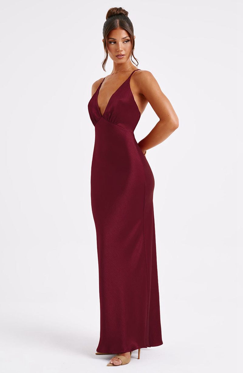 Babyboo Anja Maxi Dress Burgundy USA | 178-NZPXGI