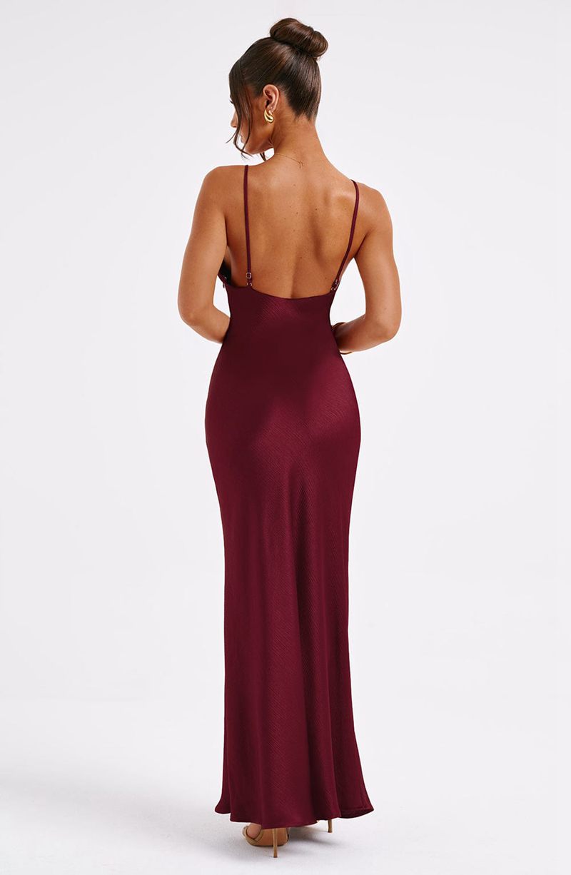 Babyboo Anja Maxi Dress Burgundy USA | 178-NZPXGI