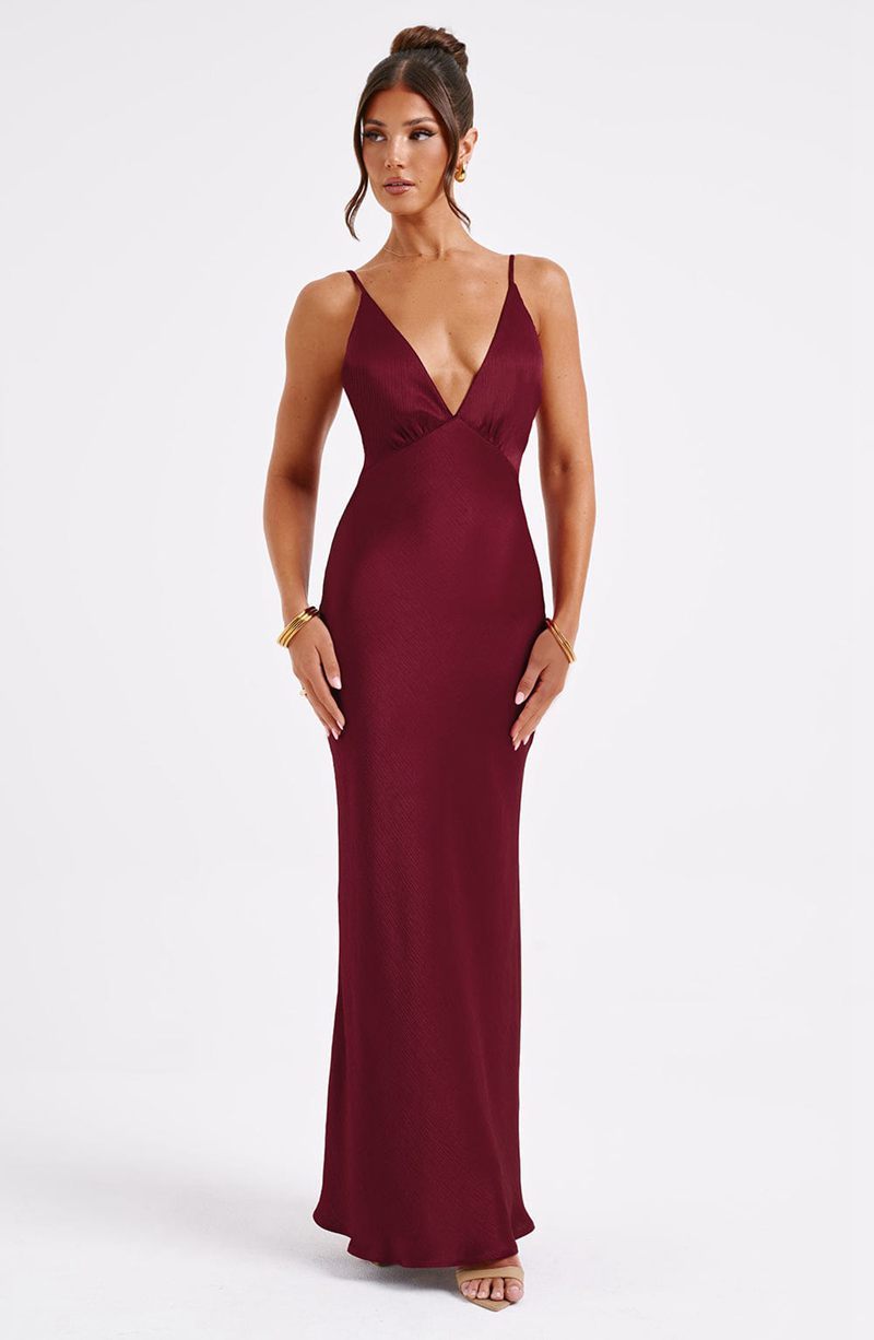 Babyboo Anja Maxi Dress Burgundy USA | 178-NZPXGI