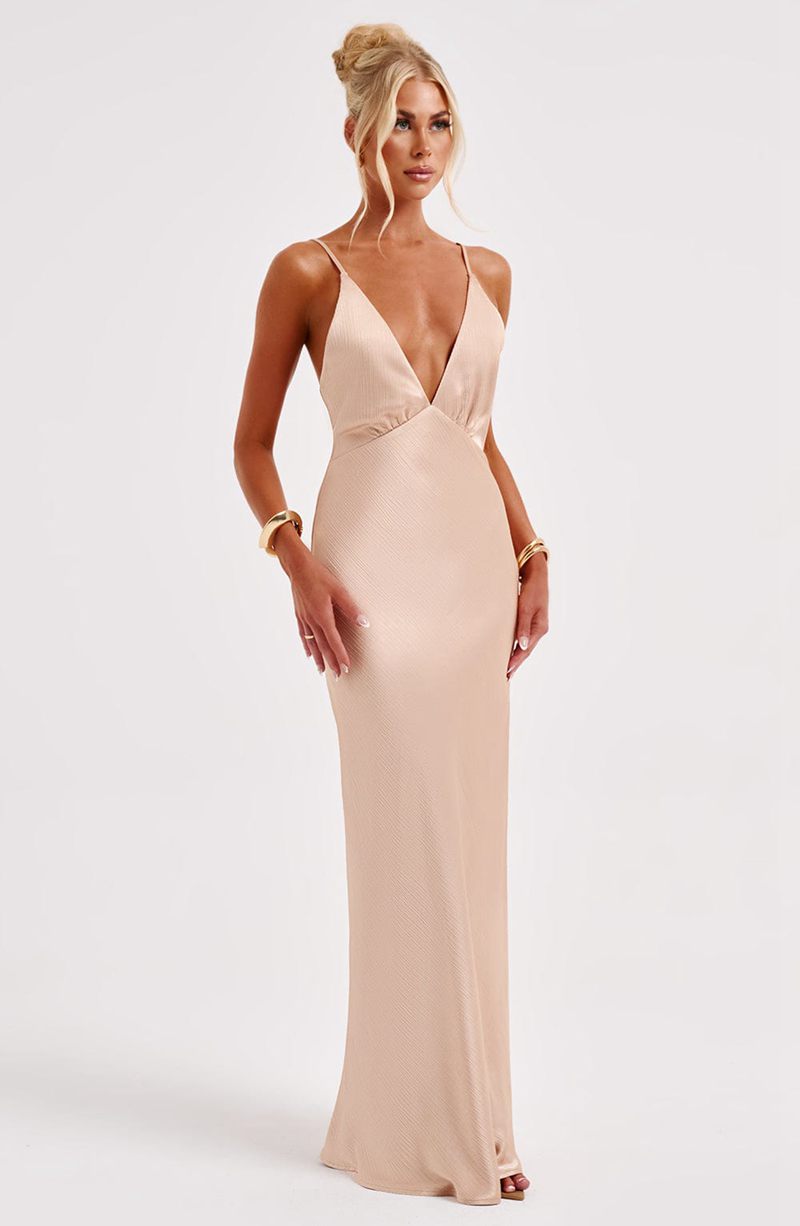 Babyboo Anja Maxi Dress Champagne USA | 405-EHAMVO