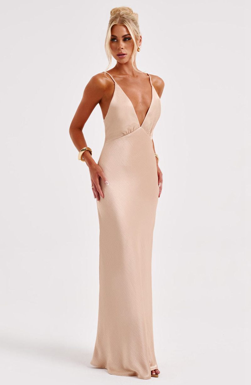 Babyboo Anja Maxi Dress Champagne USA | 405-EHAMVO