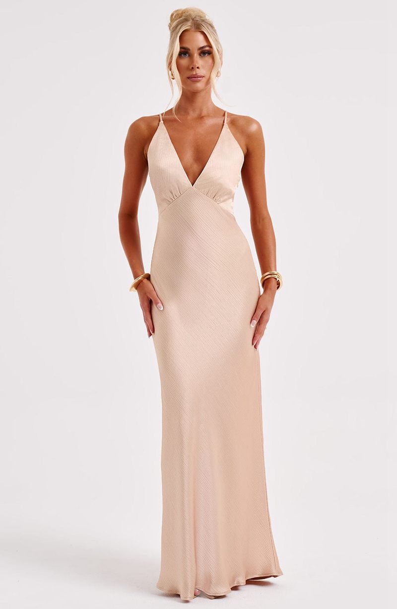 Babyboo Anja Maxi Dress Champagne USA | 405-EHAMVO