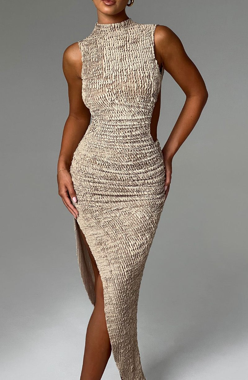 Babyboo Aphrodite Midi Dress Beige USA | 803-XZINAD