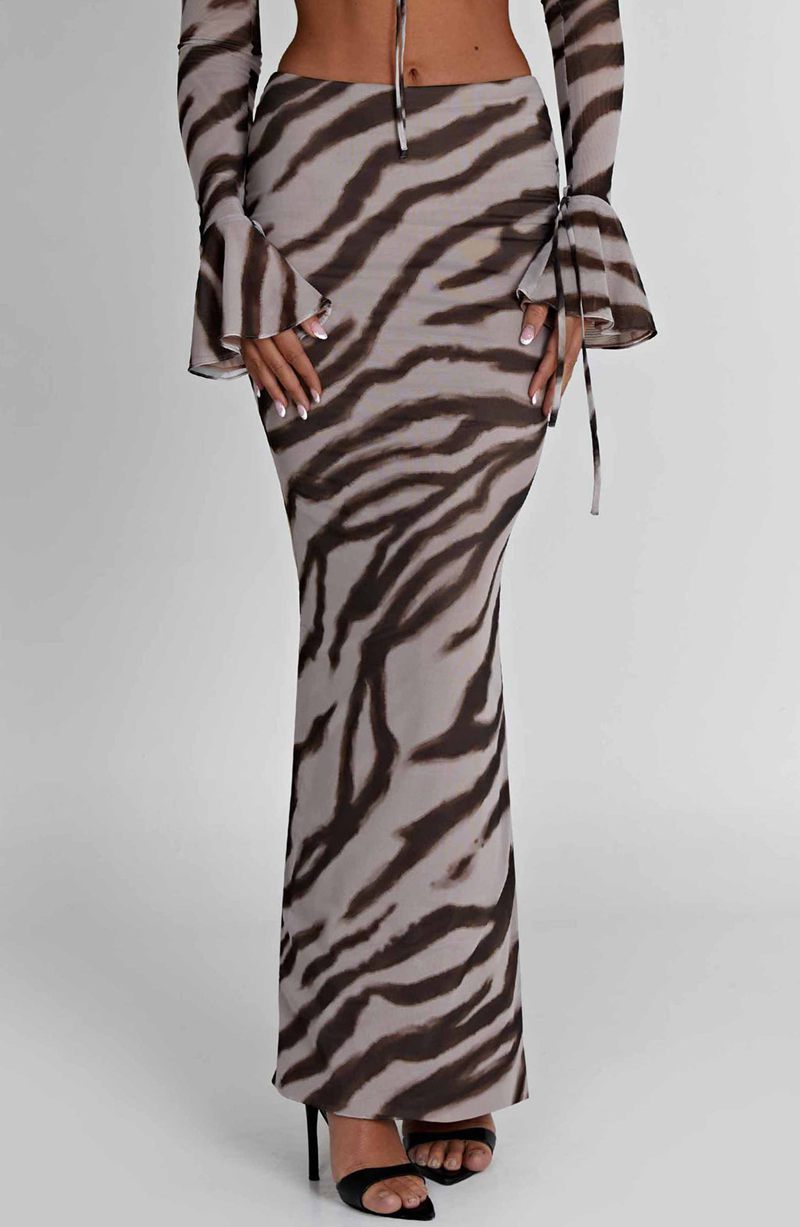 Babyboo Astrid Maxi Skirt Zebra Print USA | 593-CPSBJA