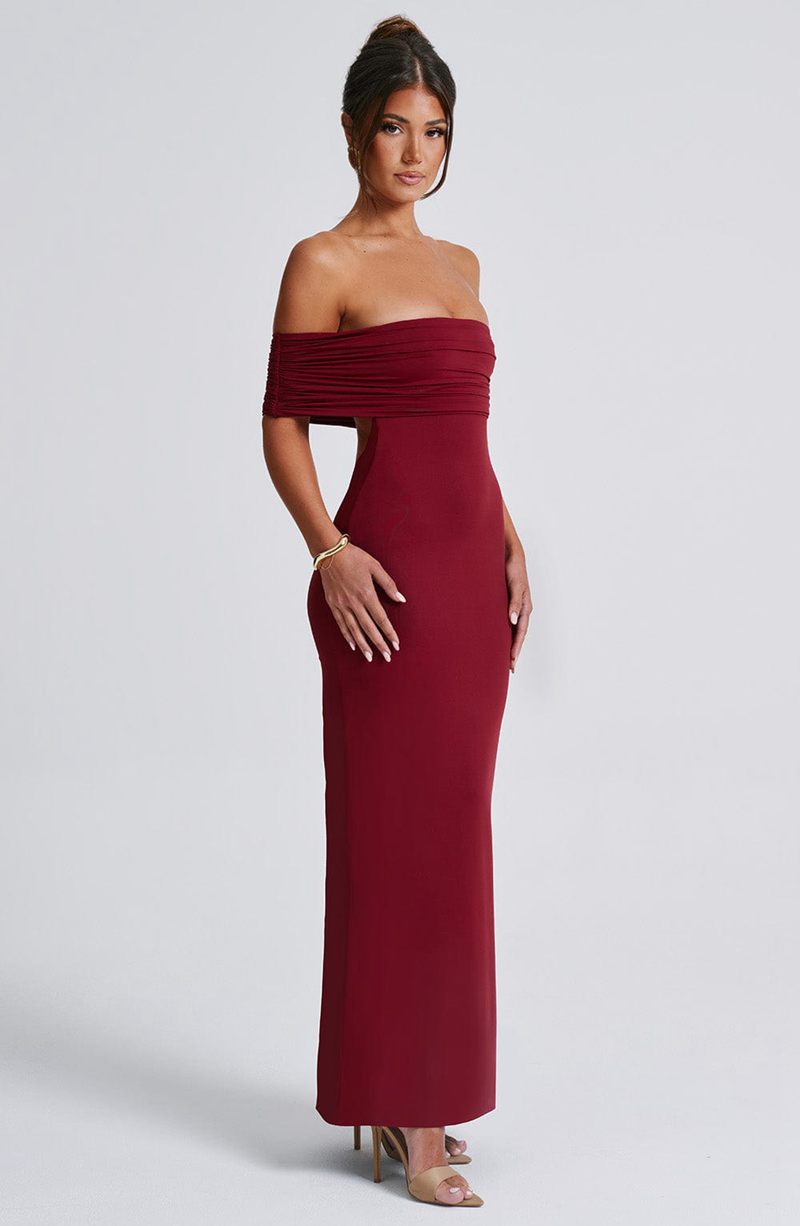 Babyboo Belinda Maxi Dress Burgundy USA | 568-ETNDWJ