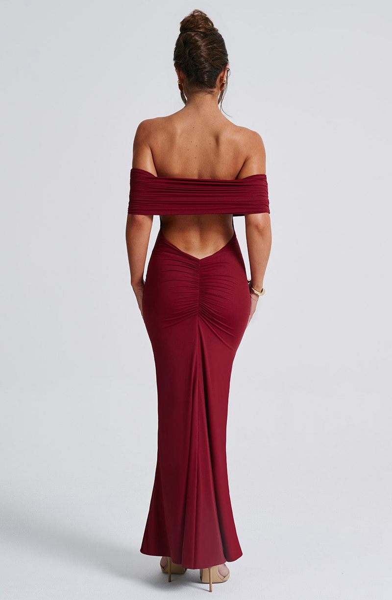 Babyboo Belinda Maxi Dress Burgundy USA | 568-ETNDWJ