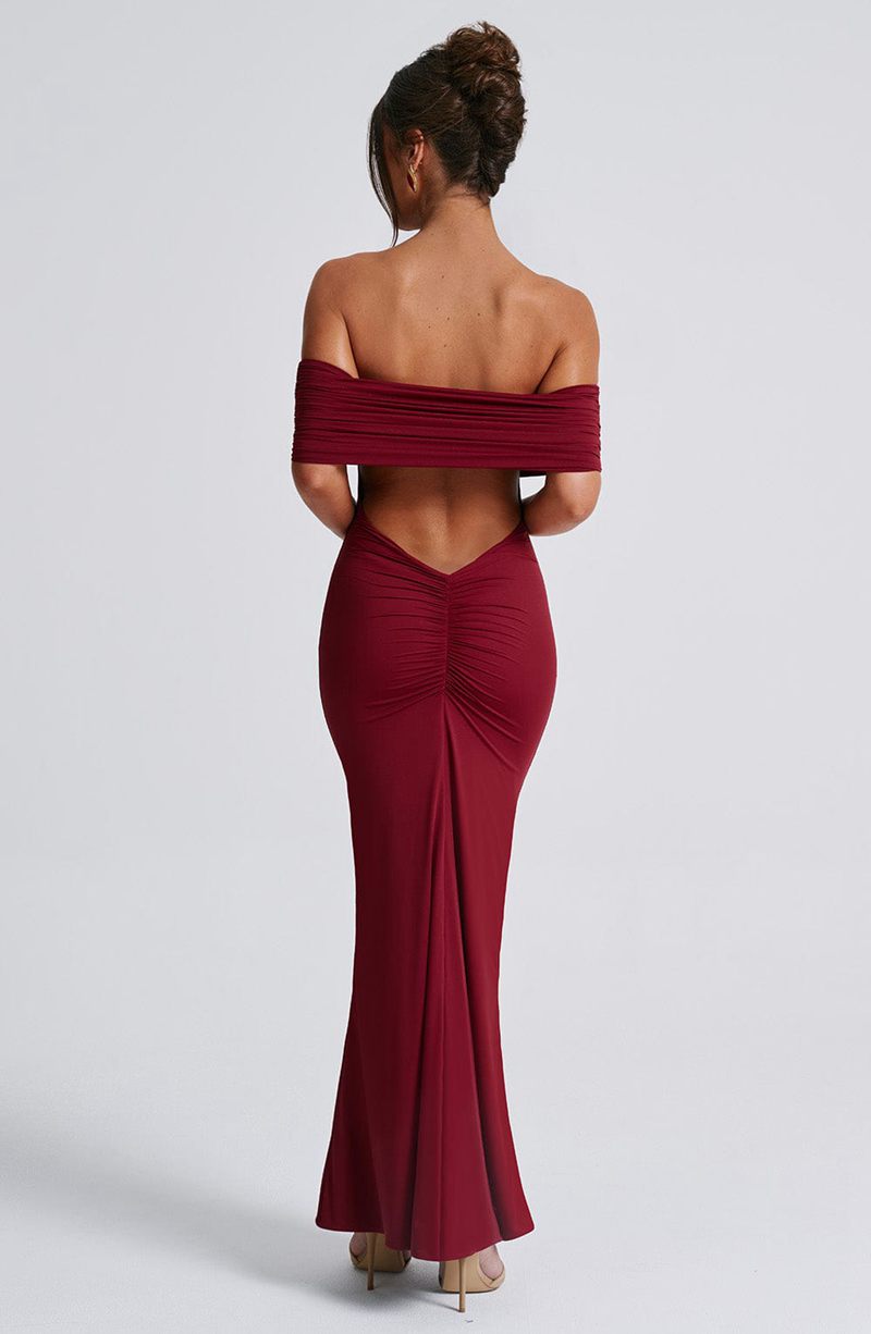 Babyboo Belinda Maxi Dress Burgundy USA | 568-ETNDWJ