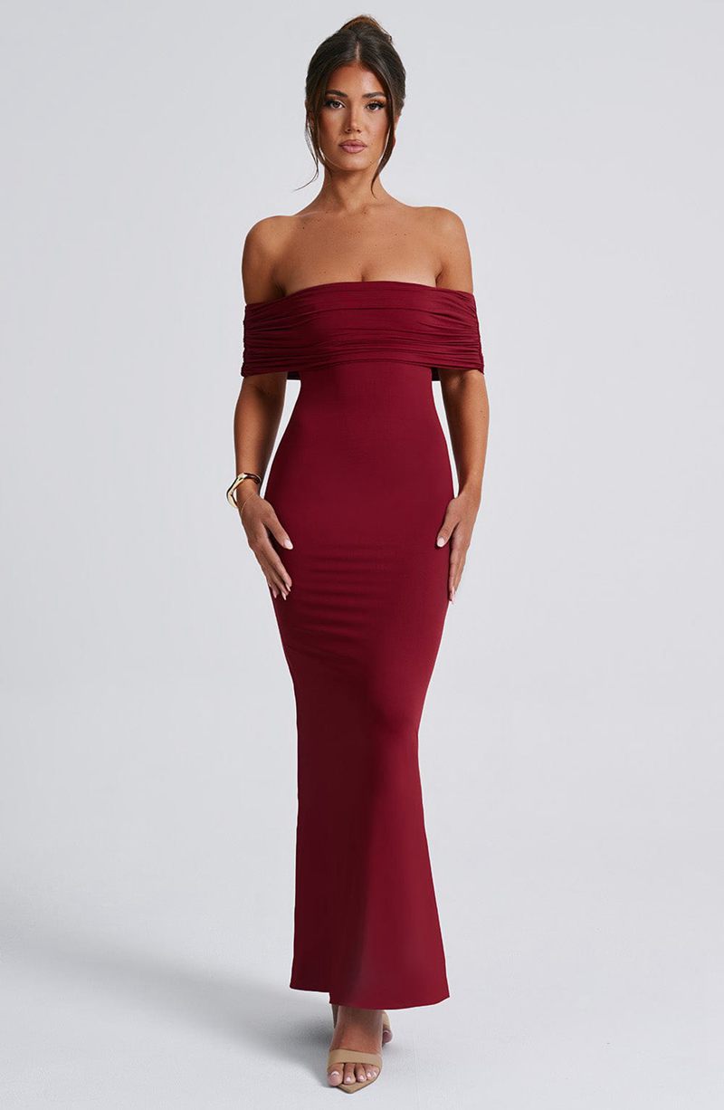 Babyboo Belinda Maxi Dress Burgundy USA | 568-ETNDWJ