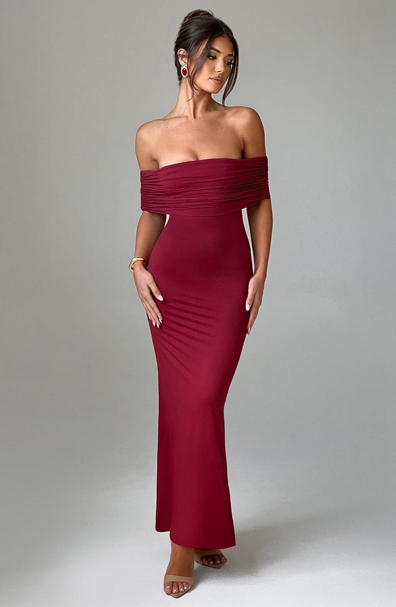 Babyboo Belinda Maxi Dress Burgundy USA | 568-ETNDWJ